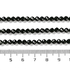 合成グリーンゴールドストーン金砂石ビーズ連売り  多面カット  ラウンド  4mm  穴：0.6mm  約94個/連  14.80''（37.6センチメートル）&nbsp;X-G-A233-A01-02