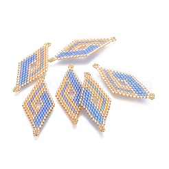 MIYUKI＆TOHO手作り日本のシードビーズリンク  織機模様  菱形  ライトサーモン  47.7~49x19.8~20x1.7~1.8mm  穴：1.2~1.4mm&nbsp;SEED-E004-K16