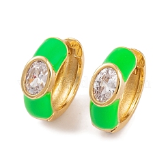 Rack Plating Brass Cubic Zirconia Enamel Earrings&nbsp;EJEW-S219-14G