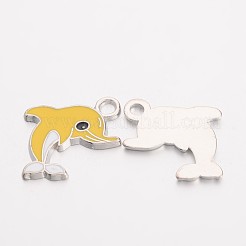 合金エナメルチャーム  カドミウムフリー＆鉛フリー  イルカ  プラチナ  ミックスカラー  約26.5mm長  20 mm幅  厚さ2mm  穴：2.5mm&nbsp;EA2908Y-M