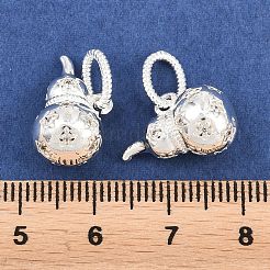 真鍮舗装クリアキュービックジルコニアペンダント  ひょうたんチャーム  銀  9.5x16.5x9.5mm  穴：6x4mm&nbsp;KK-L274-12S