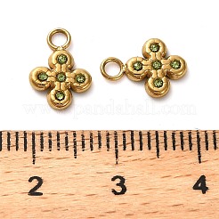 304ステンレスペンダント  ラインストーン付き  ゴールドカラー  クロス  10.5x8x1.5mm  穴：1.8mm&nbsp;STAS-H438-02E-G01