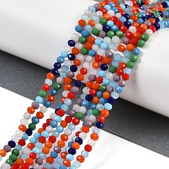 ロンデルガラスビーズ連売り  多面カット  ミックスカラー  3.5x3mm  穴：0.8mm  約121個/連  13.70インチ（34.8cm）&nbsp;GLAA-C034-01A