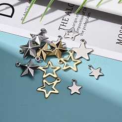 ステンレス鋼のチャーム  スター  ミックスカラー  8.5~40x7~30x0.6~1mm  穴：0.7~4mm&nbsp;STAS-MSMC001-04