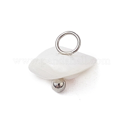 天然のトロカス貝のナゲットチャーム  真鍮のループを有します  ホワイト  プラチナ  7~8x9~11x6.5~7.5mm  穴：1.6mm&nbsp;PALLOY-JF03439-02