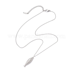 魚の真鍮ペンダント304ステンレススチールアズキチェーンネックレス（女性用）  ステンレス鋼色  15.59インチ（39.6cm）&nbsp;NJEW-JN05412