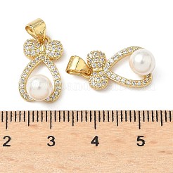 Brass Micro Pave Cubic Zirconia Pendants and ABS Imitation Pearl&nbsp;KK-Q068-23G