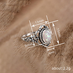 Alloy with Plastic Imitation Opal Finger Rings&nbsp;FS-WG4C942-02
