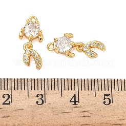 真鍮製マイクロパヴェキュービックジルコニアペンダント  金魚チャーム  ニッケルフリー  18KGP本金メッキ  透明  19x8x4mm  穴：1.2mm&nbsp;KK-A281-15G
