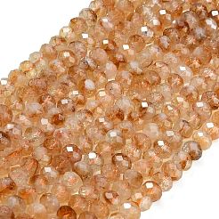 加熱された天然シトリンビーズ連売り  ロンデル  多面カット  7.5~8x5.5~6mm  穴：1mm  約78~80個/連  15.20~15.47''（38.6~39.3センチメートル）&nbsp;G-C280-A04-01
