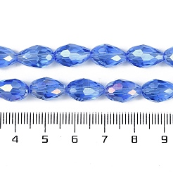 透明電気メッキガラスビーズ連売り  ABカラーメッキ  多面カット  ティアドロップ  藤紫色  5~6x4mm  穴：0.9mm  約65~67個/連  15.35~16.4''（39~41センチメートル）&nbsp;EGLA-N013-T4mm-B10