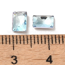 ガラスラインストーンカボション  ポイントバック＆バックメッキ  多面カット  長方形  光azore  6x4x2mm&nbsp;RGLA-P037-12A-D202