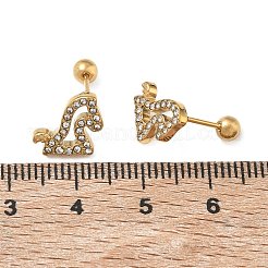 304 Stainless Steel Crystal Rhinestone Animal Cartilage Earrings&nbsp;SA-CBA1F7E-01G-06