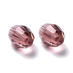 ガラス模造オーストリアクリスタルビーズ  多面カット  オーバル  ロージーブラウン  9x6mm  穴：0.8~1.4mm&nbsp;GLAA-K055-02A