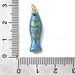 真鍮製エナメルペンダント  魚  長持ちメッキ  ラックめっき  丸カン付き  ゴールドカラー  ライトスカイブルー  24.5x7.5x5.5mm&nbsp;LS-KK-H092-08G-03