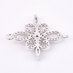 真鍮製マイクロパヴェキュービックジルコニアコネクター  透明  長持ちメッキ  花  プラチナ  18.5x24x3.5mm  穴：1mm&nbsp;ZIRC-E149-18P