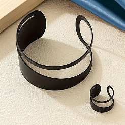Hollow Out Alloy Cuff Bangles & Cuff Rings Sets&nbsp;FS-WG58758-02