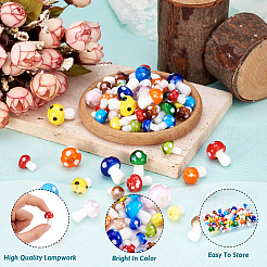 64Pcs 24 Styles Mushroom Handmade Lampwork Beads&nbsp;LAMP-TA0001-12