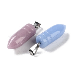 合成夜光石/蓄光石の尖ったペンダント  暗闇で光る弾丸型チャーム、ステンレススチールカラーメッキ、201ステンレススチールスナップオンベイル  ミックスカラー  29~29.5x10mm  穴：7x4mm&nbsp;G-Z054-08