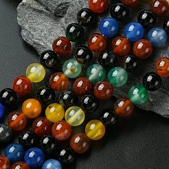 天然石瑪瑙ビーズ連売り  染め＆加熱  ラウンド  8~8.5mm  穴：1mm  約48個/連  15.1インチ&nbsp;X-G-F417-05-8mm