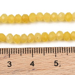 染色された天然の白い翡翠ビーズの連  ロンデル  多面カット  きいろ  4x3~3.5mm  穴：0.8mm  約105~106個/連  14.57''~14.76''（37~37.5センチメートル）&nbsp;GG-CBAF9EE-A22-3x4mm