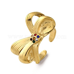304 Stainless Steel with Rhinestone Adjustable Cuff Rings&nbsp;RJEW-Q020-18G