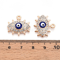 合金ラインストーンエナメルペンダント  ナザールボンジュウ  ゴールドカラー  クリスタル  19x20.5x4.6mm  穴：1.2~1.6mm&nbsp;PALLOY-T092-03