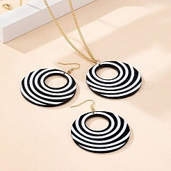 Bohemian Style Zebra Pattern Round Acrylic Pendant Necklace & Dangle Earring Sets&nbsp;FS-WG10A75-01
