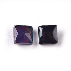 カット加工ガラスカボション  変化する色の雰囲気のカボション  正方形  カラフル  6x6x3.4mm&nbsp;GLAA-E411-12