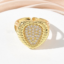 Brass Micro Pave Cubic Zirconia Cuff Open Rings for Women&nbsp;CU-CBA760A-13B-G
