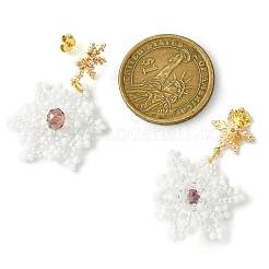 Christmas Snowflake Glass Seed Braided Dangle Earrings&nbsp;EJEW-MZ00233-04
