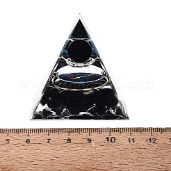 オルゴナイトピラミッド樹脂エネルギー発生器  レイキ天然黒曜石チップとステンレススチールワイヤー入り  ホームオフィスのデスク装飾用  49.5~50.5x49.5~50.5x49.5~50.5mm&nbsp;DJEW-N005-02B