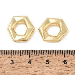 真鍮製フレームコネクター  六角形のリンク形状  カドミウムフリー＆鉛フリー  長持ちメッキ  18KGP本金メッキ  15x17x4mm  インナーサイズ：8x7mm&nbsp;KK-CBAFC6C-01G