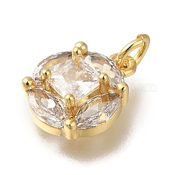 Rack Plating Brass Micro Pave Cubic Zirconia Pendants&nbsp;KK-G500-21G