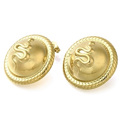 Ion Plating(IP) 304 Stainless Steel Flat Round with Snake Stud Earrings&nbsp;EJEW-I312-07G