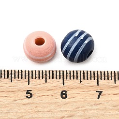 印刷されたシマウッドビーズ  ストライプラウンド  ミックスカラー  10mm  穴：2.5mm&nbsp;WOOD-L022-03A-02