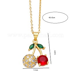 Brass Micro Pave Clear and Red Cubic Zirconia Pineapple Cherry Carrot Pendant Necklaces for Women&nbsp;EP3159-2