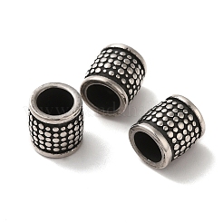 304ステンレススチールヨーロピアンビーズ  大穴ビーズ  コラム  アンティークシルバー  10x9.5mm  穴：6mm&nbsp;STAS-A080-36AS