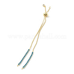 Brass Micro Pave Cubic Zirconia Box Chain Slider Bracelet Makings&nbsp;KK-P233-10G