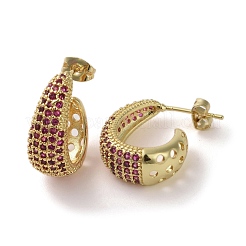 Brass Micro Pave Cubic Zirconia Stud Earrings&nbsp;EJEW-H308-10G-01