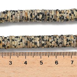 天然石ダルメシアンジャスパービーズ連売り  ディスク  ヒシビーズ  8x1~1.5mm  穴：1.2mm  約304個/連  15.16''（38.5センチメートル）&nbsp;G-G329-B05-8x1mm