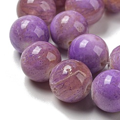 染め加工天然石ホワイトジェイドビーズ連売り  ラウンド  紫色のメディア  9.5~10mm  穴：1.2mm  約40個/連  15.94インチ（40.5cm）&nbsp;G-F764-03B