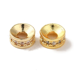 Rack Plating Brass Pave Clear Cubic Zirconia Spacer Beads&nbsp;KK-M285-15G