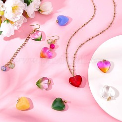 27個9色ガラスペンダント  真鍮パーツ  ジュエリー ネックレス イヤリング ブレスレット メイキング ギフト クラフト用  ハート  カラフル  22x20mm  穴：5x2mm  3個/カラー&nbsp;JX244A