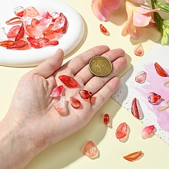 45 個 9 スタイル透明ガラスペンダント  花弁  レッド  15~25.5x6~15x2~6mm  穴：1~1.2mm  5個/スタイル&nbsp;GLAA-YW0003-71