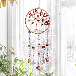 Tree of Life Natural Red Jasper Chips Suncatchers&nbsp;HJEW-F027-16