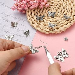 100pcs10スタイルチベットスタイル亜鉛合金ペンダント  バタフライチャーム  アンティークシルバー  7~21x7~21.5x1~2mm  穴：1.6mm  10個/スタイル&nbsp;TIBEP-CJ0002-91