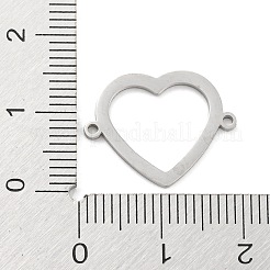 変色しない304ステンレススチール中空コネクタチャーム  ハートリンク  ステンレス鋼色  14.5x19x1mm  穴：1mm&nbsp;STAS-P332-07P