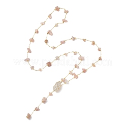Natural Sunstone Chip Handmade Link Chain Necklaces&nbsp;NJEW-JN05811-03