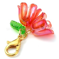 9色の花のアクリルペンダントデコレーション9個  バッグの飾り用のロブスター クロー クラスプ チャーム  ミックスカラー  27mm  1pc /カラー&nbsp;HJEW-JM02717